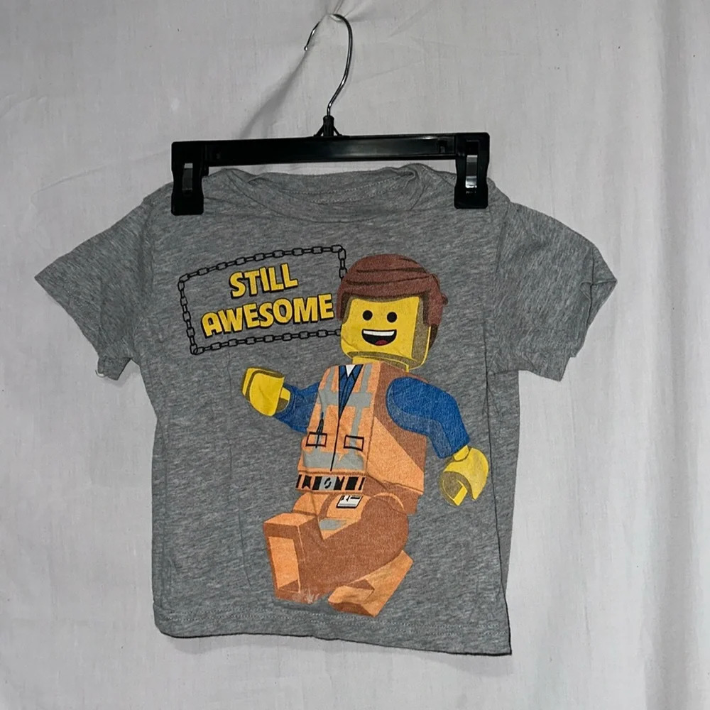 Lego Movie 2 "still awesome" construction man graphic tshirt size 4